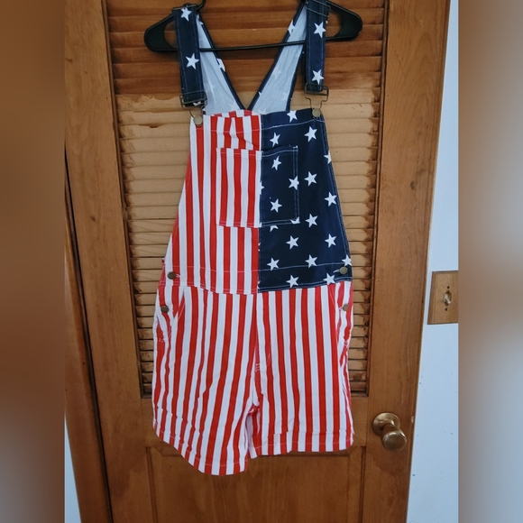 2 pairs of American Flag Short Overalls Universal Male or Female - Picture 5 of 7